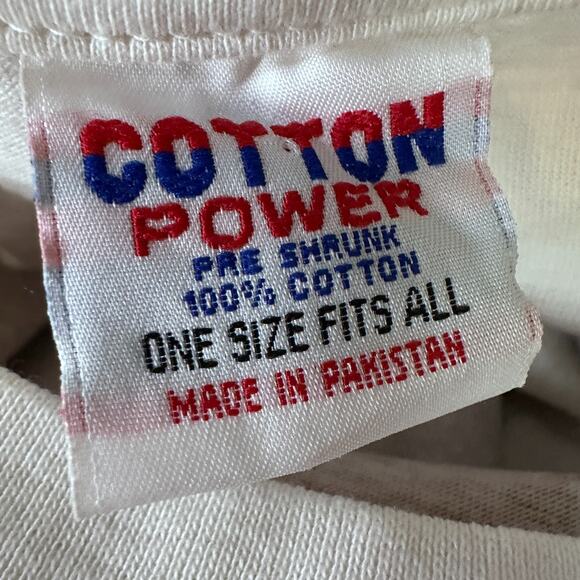 Vintage Cotton Power Extra Long Bikini Beach Coverup T-Shirt Adults OS White 90s - Picture 4 of 10